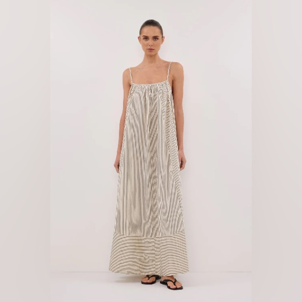 DISSH Cream and Black Striped Maxi Dress